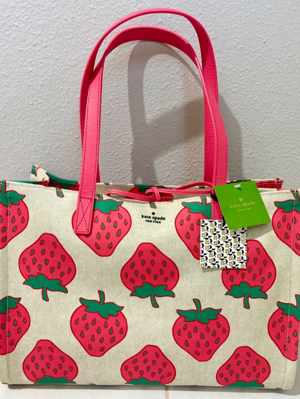 NWT Kate Spade Strawberry Canvas MEGA SAM tote